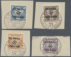 Brfst Sudetenland - Rumburg: 1938, 100 H. Auf 10 - 50 H. Zeitungsmarken Mit Handstempelaufdruck Auf Briefs - Région Des Sudètes