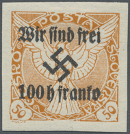 * Sudetenland - Rumburg: 1938, 100 H. Auf 50 H. Zeitungsmarke Orange, Ungebrauchtes Kabinettstück, Fot - Région Des Sudètes
