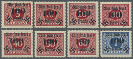 ** Sudetenland - Rumburg: 1938, 100 H. Auf 5 H. Bis 100 H. Auf 1 Kc. Portomarken, Kompletter Postfrisch - Région Des Sudètes
