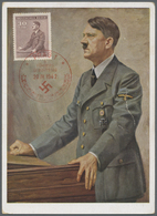 Br Dt. Besetzung II WK - Böhmen Und Mähren: 1942. Maximumkarte "Hitler Am Rednerpult" Mit Pass. Marke 3 - Besetzungen 1938-45
