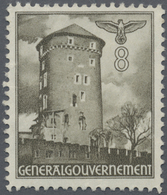 ** Dt. Besetzung II WK - Generalgouvernement: 1940, 8 Gr Graubraun Bauwerke, Gez. L12, Postfrischer Pro - Besetzungen 1938-45