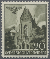 ** Dt. Besetzung II WK - Generalgouvernement: 1940, 20 Gr Dunkeloliv Bauwerke, Gez. L12, Postfrischer P - Occupation 1938-45