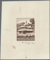 (*) Dt. Besetzung II WK - Generalgouvernement: 1944, (40 Gr) Lilabraun Holzkirche, Ungezähnter Probedruc - Bezetting 1938-45