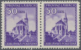 **/* Dt. Besetzung II WK - Laibach: 1945, 50 C Dkl'violett Im Waager. Paar Postfrisch, Rechte Marke Mit P - Occupation 1938-45