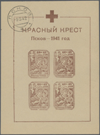 ** Dt. Besetzung II WK - Russland - Pleskau (Pskow): 1942, Rotes Kreuz-Block Mit Ausgabestempel Auf Pap - Occupazione 1938 – 45