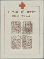 O Dt. Besetzung II WK - Russland - Pleskau (Pskow): 1942, Rotes Kreuz-Block Auf Weißem Papier Ohne Was - Besetzungen 1938-45