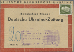 Br Dt. Besetzung II WK - Ukraine: 1941, 30 Pf Schwarzoliv, EF Auf Bahnhofszeitung Adresszettel Der "Deu - Besetzungen 1938-45