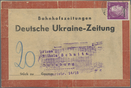 Br Dt. Besetzung II WK - Ukraine: 1941, 40 Pf Dkl'lila EF Auf Bahnhofszeitung Adresszettel Der "Deutsch - Bezetting 1938-45