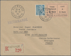 Br Dt. Besetzung II WK - Private Ausgaben: 1945, St. Nazaire, Gebürenzettel 4.50 Fr (Type III) Auf R-Br - Occupazione 1938 – 45