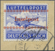 Brfst Feldpostmarken: 1944, Insel Kreta, Luftpostmarke Gezähnt, Mit Rotem Lokal-Aufdruck, Auf Briefstück M - Andere & Zonder Classificatie