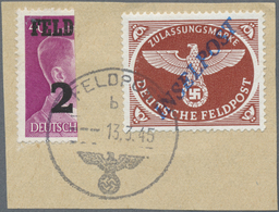 Brfst Feldpostmarken: 1945. Agramer Aufdruck INSELPOST Schwarzblau, Gezähnt, Mit Halbierter Zulassungsmark - Sonstige & Ohne Zuordnung