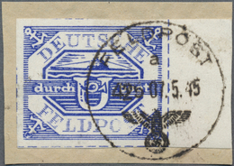 Brfst Feldpostmarken: 1945, Hela-Marke, Blau, Vom Rechten Bogenrand Auf Kleinem Briefstück, Sauber Gefälli - Andere & Zonder Classificatie