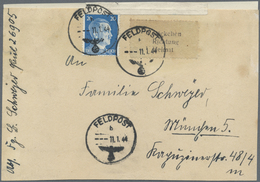 Br Feldpostmarken: 1943, Krim Päckchen-Zulassungsmarke In Type I Und 20 Pfg. Hitler Mit Normstempel "b - Altri & Non Classificati