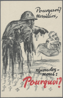 Br Kriegs- Und Propagandafälschungen: Deutsche Propagandakarte Für Frankreich: "Pourquoi? Messieurs, Ré - Sonstige & Ohne Zuordnung