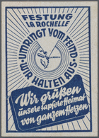 * Feldpost 2. Weltkrieg: 1944, La Rochelle, Blaue La Rochelle-Vignette, Ungebraucht Mit Rückseitigen P - Other & Unclassified