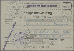 Br Feldpost 2. Weltkrieg: 1945 (4.3.), Dienstliche FP-Anweisung (Mittelstück Mit Anhängendem Empfängera - Autres & Non Classés