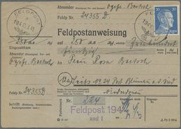 Br Feldpost 2. Weltkrieg: 1945 (5.3.), Frankierte FP-Anweisung (Mittelstück Mit Anhängendem Empfängerab - Sonstige & Ohne Zuordnung