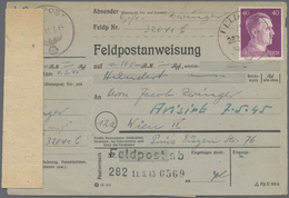 Br Feldpost 2. Weltkrieg: 1945 (11.3.), Frankierte FP-Anweisung (Mittelstück Mit Anhängendem Empfängera - Sonstige & Ohne Zuordnung
