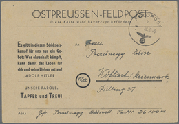 Br Feldpost 2. Weltkrieg: 1945, OstpreussenFeldpost-Vordruckkarte Auf Weißem Karton Mit Normstempel "b - Other & Unclassified