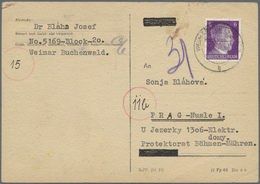 GA KZ-Post: 1944 KZ Buchenwald: Postkarte Von Häftling Dr. Josef Blaha, Nr. 5169 Block 20 Als Sehr Selt - Storia Postale