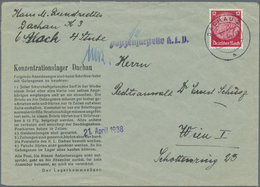 Br KZ-Post: 1938 (21.4.) KZ Dachau: Früher Umschlag Als Die Gefangenen Noch Keine Häftlings-Nummern Hat - Storia Postale