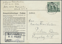 Br KZ-Post: Dachau: 1941, Weiße Vordruckkarte Mit 5 Anordnungen, Gebraucht Mit 6 Pfg. Sondermarke Aus D - Brieven En Documenten