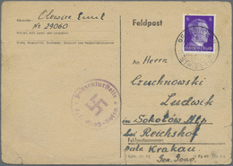 Br KZ-Post: 1944 KZ Groß Rosen: Seltene Anschriftenkarte Eines Häftlings Mit Der Bitte, Keine Pakete Me - Brieven En Documenten