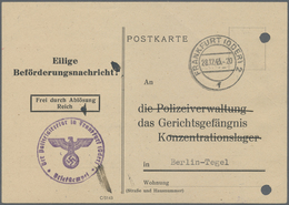 Br KZ-Post: "Konzentrationslager" 1943 (28.12.) Vordruck-Postkarte Für Einen Gefangenen Vom Strafgefäng - Brieven En Documenten