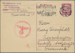 GA KZ-Post: 1941 Ghetto Litzmannstadt Deutsche Antwort-Ganzsachen-Karte 15 Rpf. Mit Absenderstempel "De - Brieven En Documenten