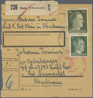 Br KZ-Post: 1944, Zwei Frank. Paketkarken Aus Oberkrain /Stein (mit NSDAP-Dienstsiegel) Neumarktl) Für - Lettres & Documents