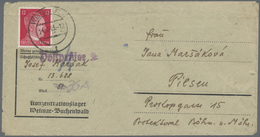 Br KZ-Post: 1943, 12 Hitlerkopf Auf Briefumschlag Aus Dem Konzentrationslager Weimar-Buchenwald, Geschr - Storia Postale