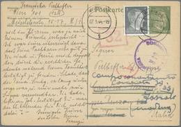 GA KZ-Post: 1944, Zwei GA-Karten (6 Pfg. Bzw. 5 Pfg. Mit 1 Pfg. Zusatzfrankatur Aus Wien (29.2./7.3.) M - Lettres & Documents