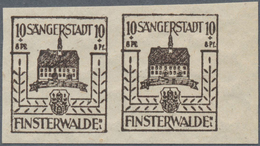 **/ Deutsche Lokalausgaben Ab 1945: FINSTERWALDE, 1945: Wiederaufbau 10 Pf + 8 Pf, Schwarzviolettbraun I - Andere & Zonder Classificatie