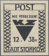 (*) Deutsche Lokalausgaben Ab 1945: STORKOW, 1946: 12 + 38 Pfg. Schwarz Auf Dünnem, Cremefarbigem Papier - Other & Unclassified