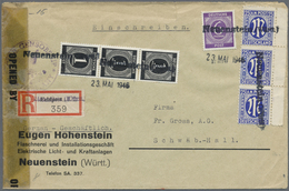 Br Alliierte Besetzung - Notstempel: "Neuenstein (Württ.)", Schwarzer Notstempel (Type C) 4 X Als Entwe - Other & Unclassified