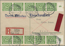 Br Alliierte Besetzung - Gemeinschaftsausgaben: 1946, 15 Pf Grün Ziffer, 10 Stück (zwei Senkrechte 5er- - Autres & Non Classés