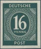 ** Alliierte Besetzung - Gemeinschaftsausgaben: 1946, Ziffern 16 Pf. Schwarzgrünlichblau UNGEZÄHNT, Ein - Sonstige & Ohne Zuordnung