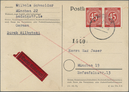 Br Alliierte Besetzung - Gemeinschaftsausgaben: 1946, 45 Pf Rot Ziffer, Waager. Paar Als Portogerechte - Andere & Zonder Classificatie