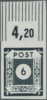 ** Sowjetische Zone - Ost-Sachsen: 1945, 6 Pfg. Schwarz.. Oberrandstück, Auch Im Randxx, CMi. 1400.- E. - Sonstige & Ohne Zuordnung