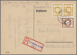 Br Sowjetische Zone - Ost-Sachsen: 1945, Ziffern15 Pf. Im Paar (links Scherenschnitt) Und 5 Pf. Je Mit - Andere & Zonder Classificatie