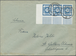 Br Sowjetische Zone - Ost-Sachsen: 1945, 25 Pf Blau, Dreierstreifen Von Der Li. Unteren Bogenecke Als P - Autres & Non Classés