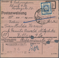 Br Sowjetische Zone - Ost-Sachsen: 1945, 20 Pf Blau, Portogerechte EF Auf Postanweisung über 10 Mark Vo - Autres & Non Classés