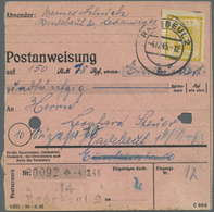 Br Sowjetische Zone - Ost-Sachsen: 1945, 2 X 30 Pf Braungelb, MeF Auf Postanweisung über 150,78 RM Im O - Other & Unclassified