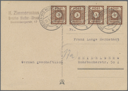 Br Sowjetische Zone - Ost-Sachsen: 1945, 3 Pf Dkl'orangebraun, Zwei Waager. Paare Als MeF Auf Postkarte - Altri & Non Classificati