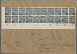 Br Sowjetische Zone - Provinz Sachsen: 1945, 1 Pf Schwärzlichgrünlichblau, 20er-Block Bogenteil (Feld 8 - Autres & Non Classés