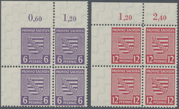 ** Sowjetische Zone - Provinz Sachsen: 1945, Provinzwappen 6 Pfg. Grauviolett Und 12 Pf Dunkelrosarot W - Autres & Non Classés