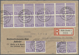 Br Sowjetische Zone - Provinz Sachsen: 1945, 6 Pf Grauviolett, 18 Stück Incl. 12er-Block Als Portogerec - Autres & Non Classés