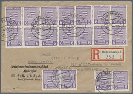 Br Sowjetische Zone - Provinz Sachsen: 1945, 6 Pf Grauviolett, 18 Stück Incl. 12er-Block Als Portogerec - Sonstige & Ohne Zuordnung