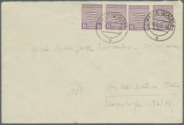 Br Sowjetische Zone - Provinz Sachsen: 1945, 6 Pf Rötlichgrauviolett, 4 Stück (2 Waager. Paare) Als Por - Autres & Non Classés