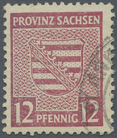 O Sowjetische Zone - Provinz Sachsen: 1945, Provinzwappen 12 Pf. In Extrem Seltener B-Farbe Lilakarmin - Andere & Zonder Classificatie